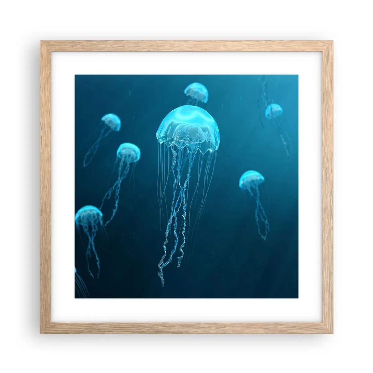 Poszter világos tölgy keretben - Óceáni tánc - 40x40 cm