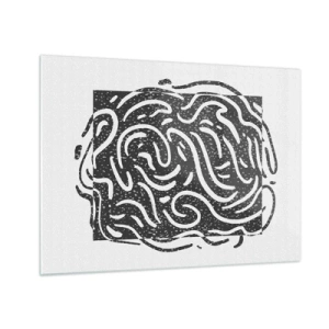 Üveg kép - Dinamikus absztrakt vonalak és pontok energikus formát hoznak létre - 70x50cm - Absztrakció: örömtánc - Modern fali dekoráció nappalihoz és hálószobához ARTTOR