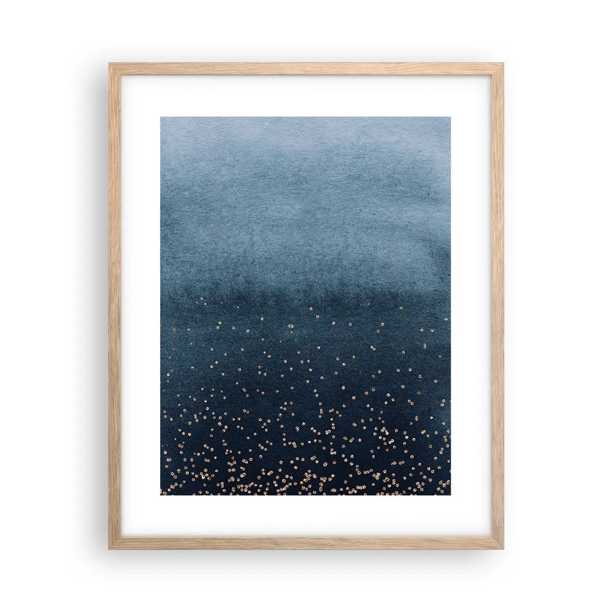 Poszter világos tölgy keretben - Kompozíció - kék fázisok - 40x50 cm