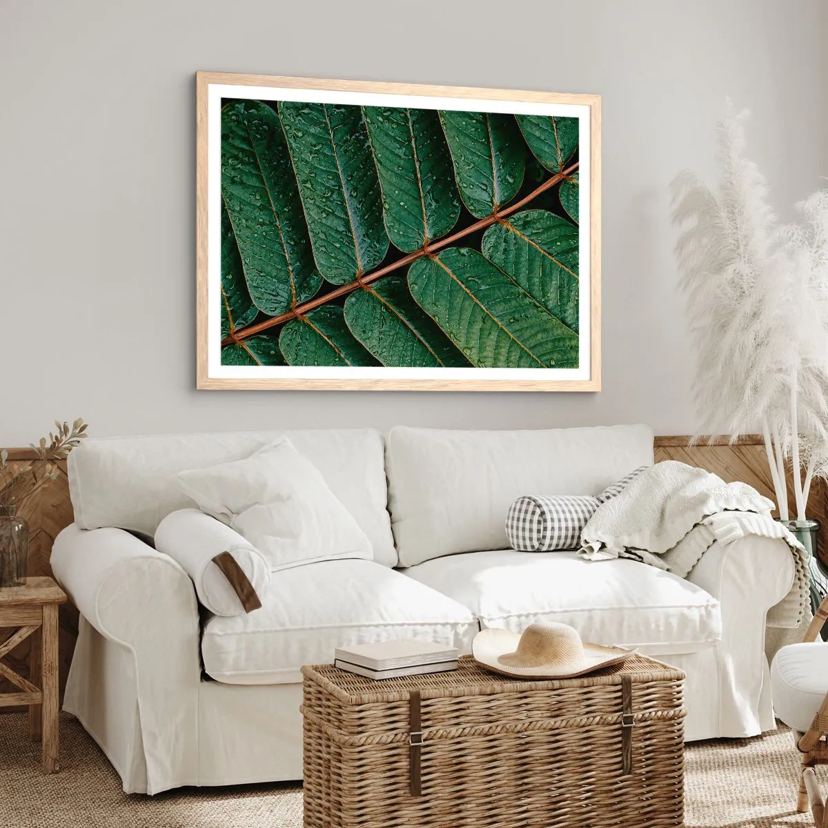 Poszter világos tölgy keretben - Zöld ritmusban - 50x40 cm