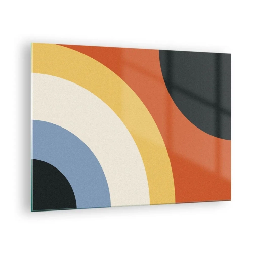 Üveg kép - Absztrakt színes ívek üveg alapon - 70x50cm - Magam felé - Modern fali dekoráció nappalihoz és hálószobához ARTTOR