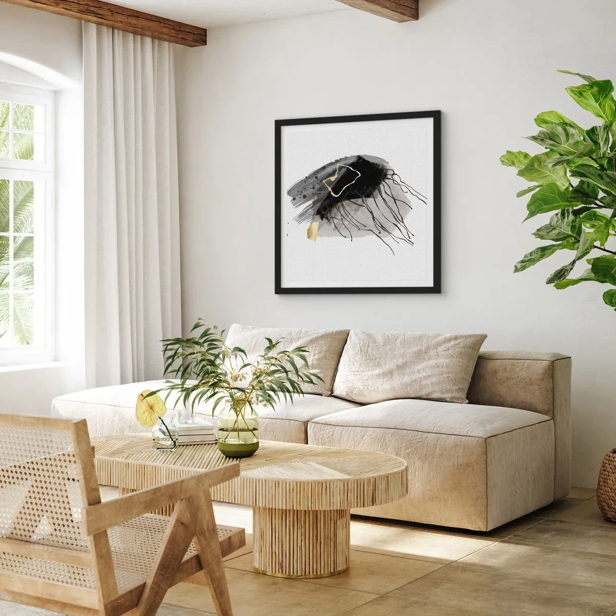 Poszter fehér keretben - Feketében és aranyban - 60x60 cm