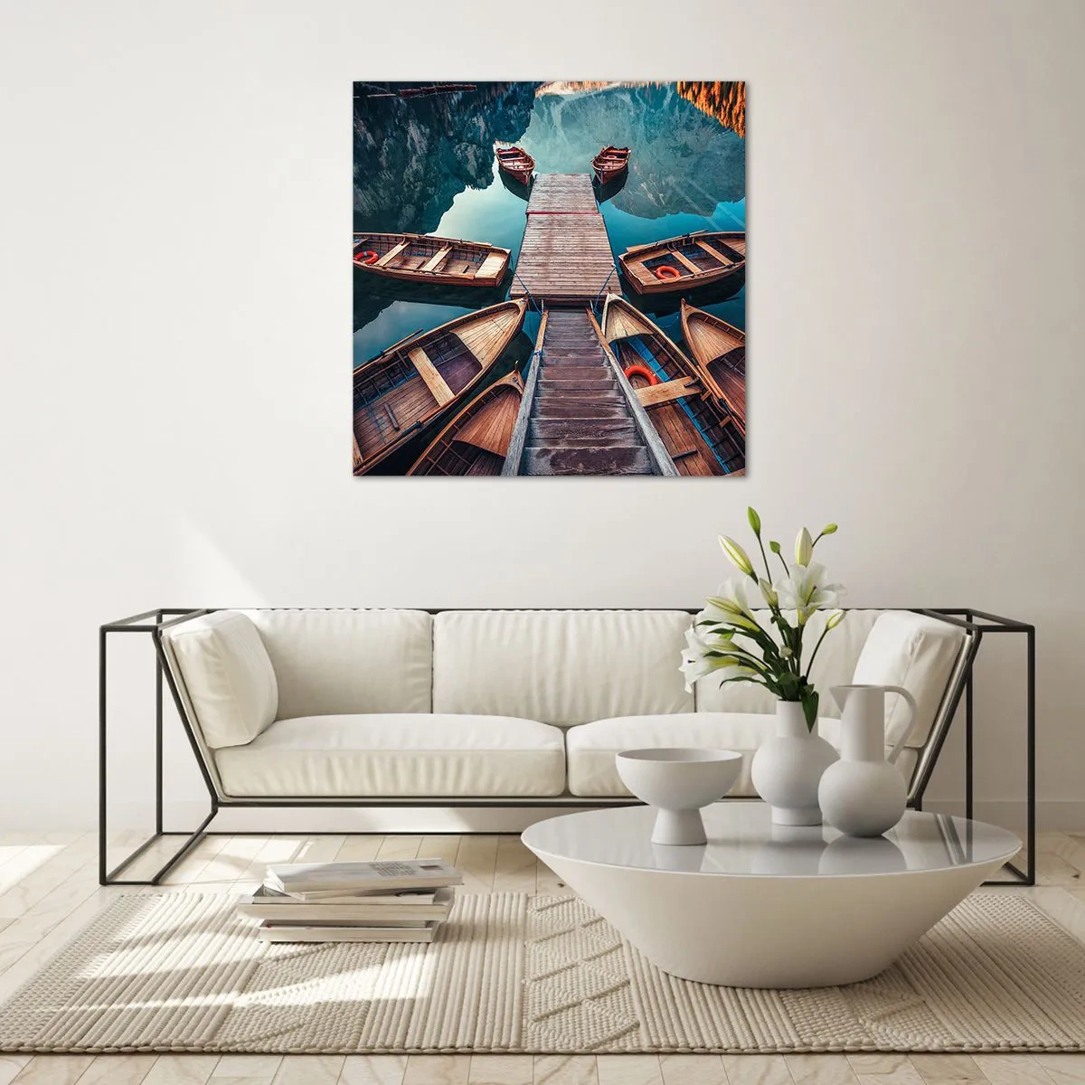 Üveg kép - A kikötőben várok - 70x70 cm