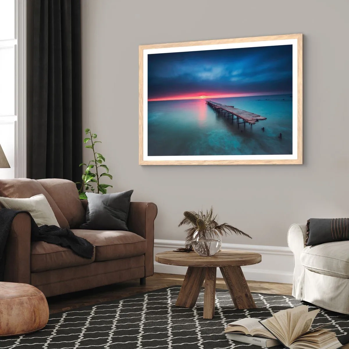 Poszter világos tölgy keretben - Ég és föld között - 100x70 cm