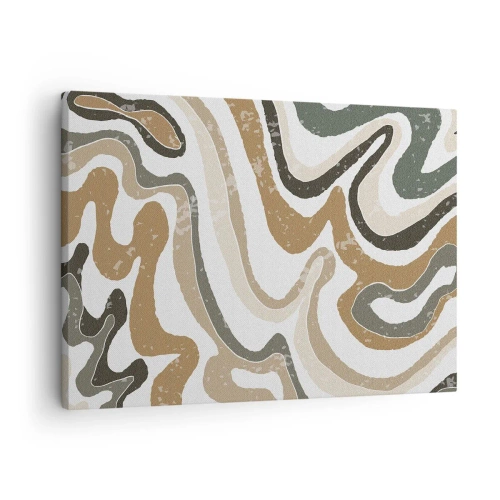 Vászonkép - Földszínű minták barna és zöld árnyalatokban - 70x50cm - Földszínű színek kanyarulatai - Modern fali dekoráció nappalihoz és hálószobához ARTTOR