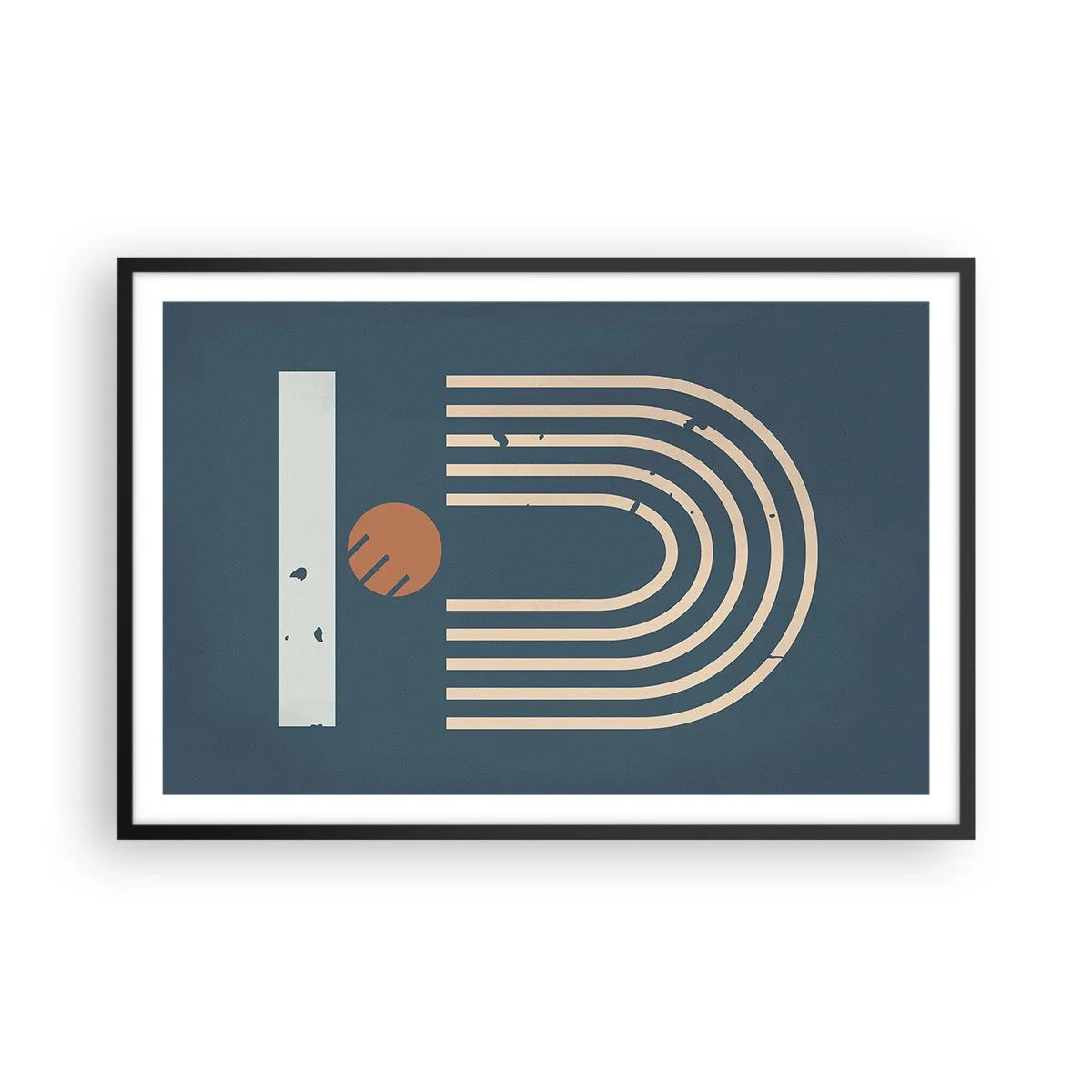 Poszter fehér keretben - Geometria sötétkék háttéren - 91x61 cm