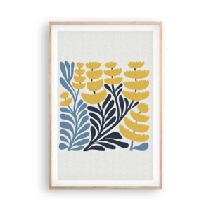 Poszter világos tölgy keretben - Napsütötte virágágyás - 61x91 cm