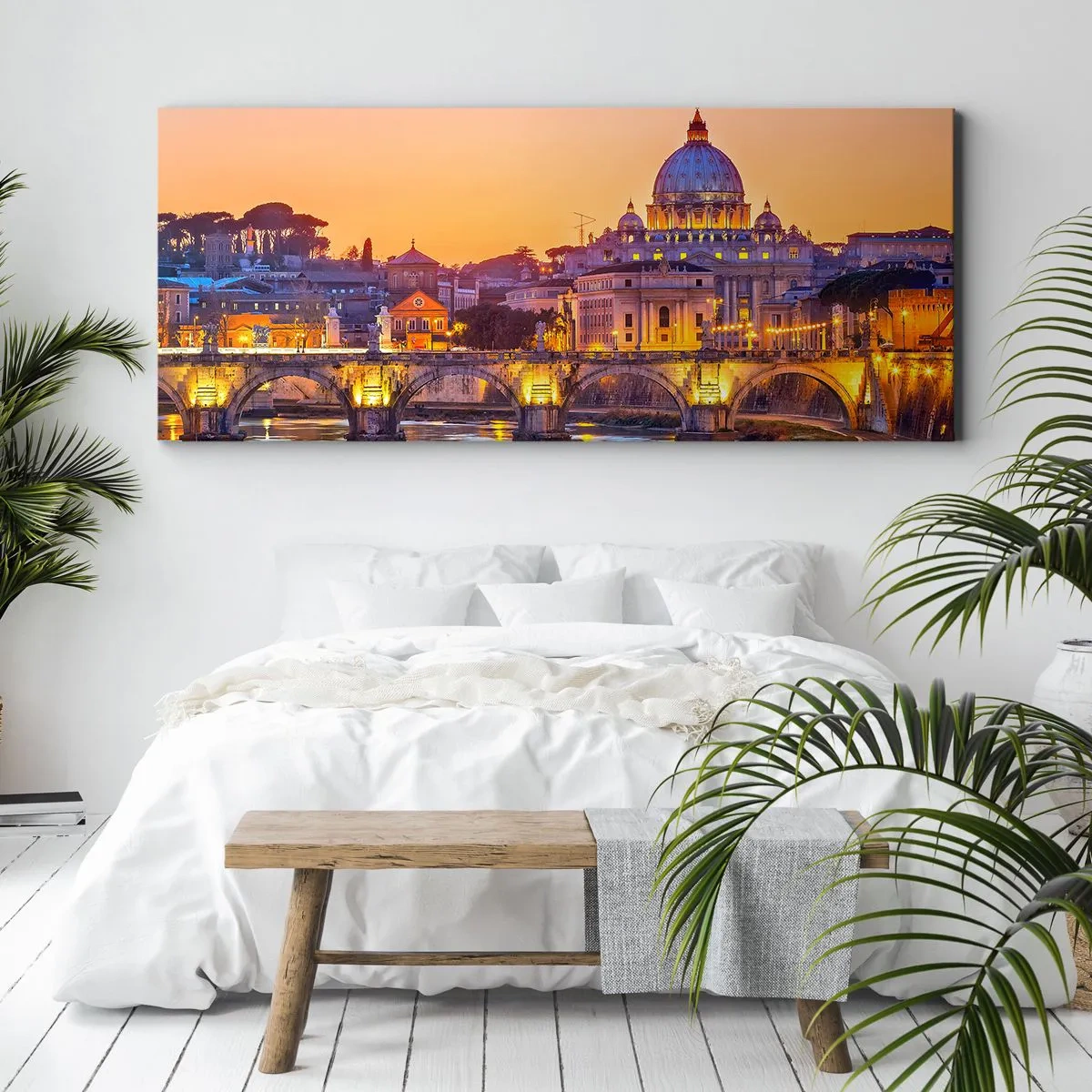 Vászonkép - Naplemente az örök város felett - 100x40 cm