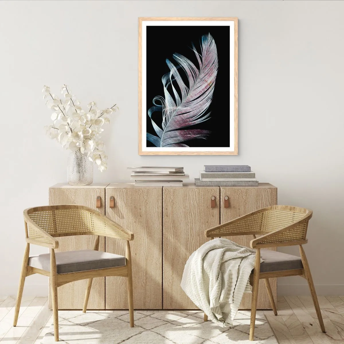 Poszter világos tölgy keretben - Gondolj az érintésre - 50x70 cm