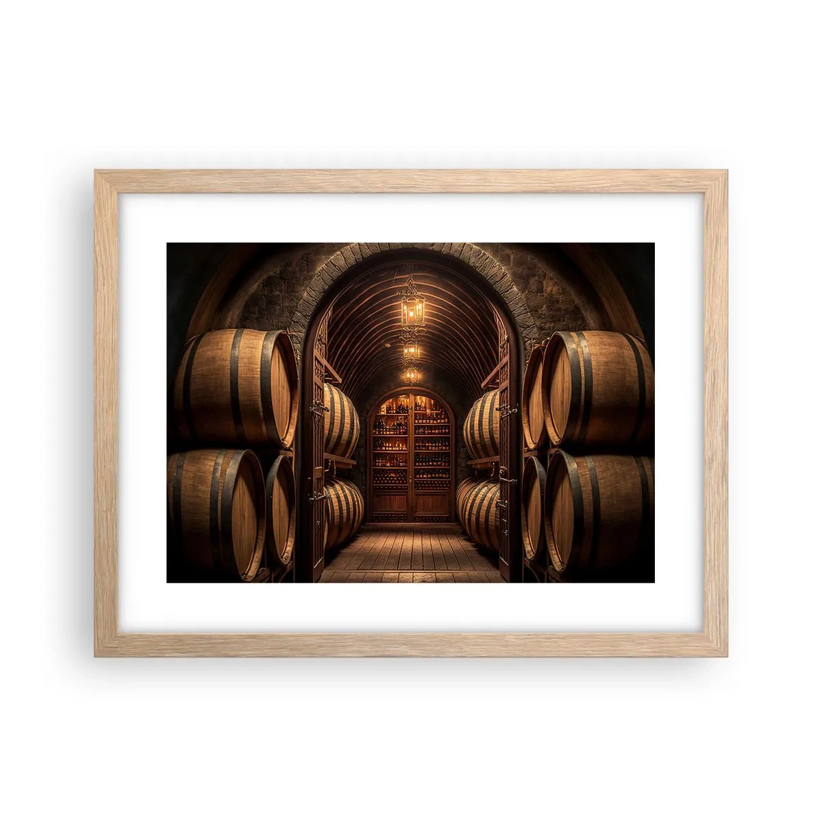 Poszter világos tölgy keretben - Hangulatos pince - 40x30 cm