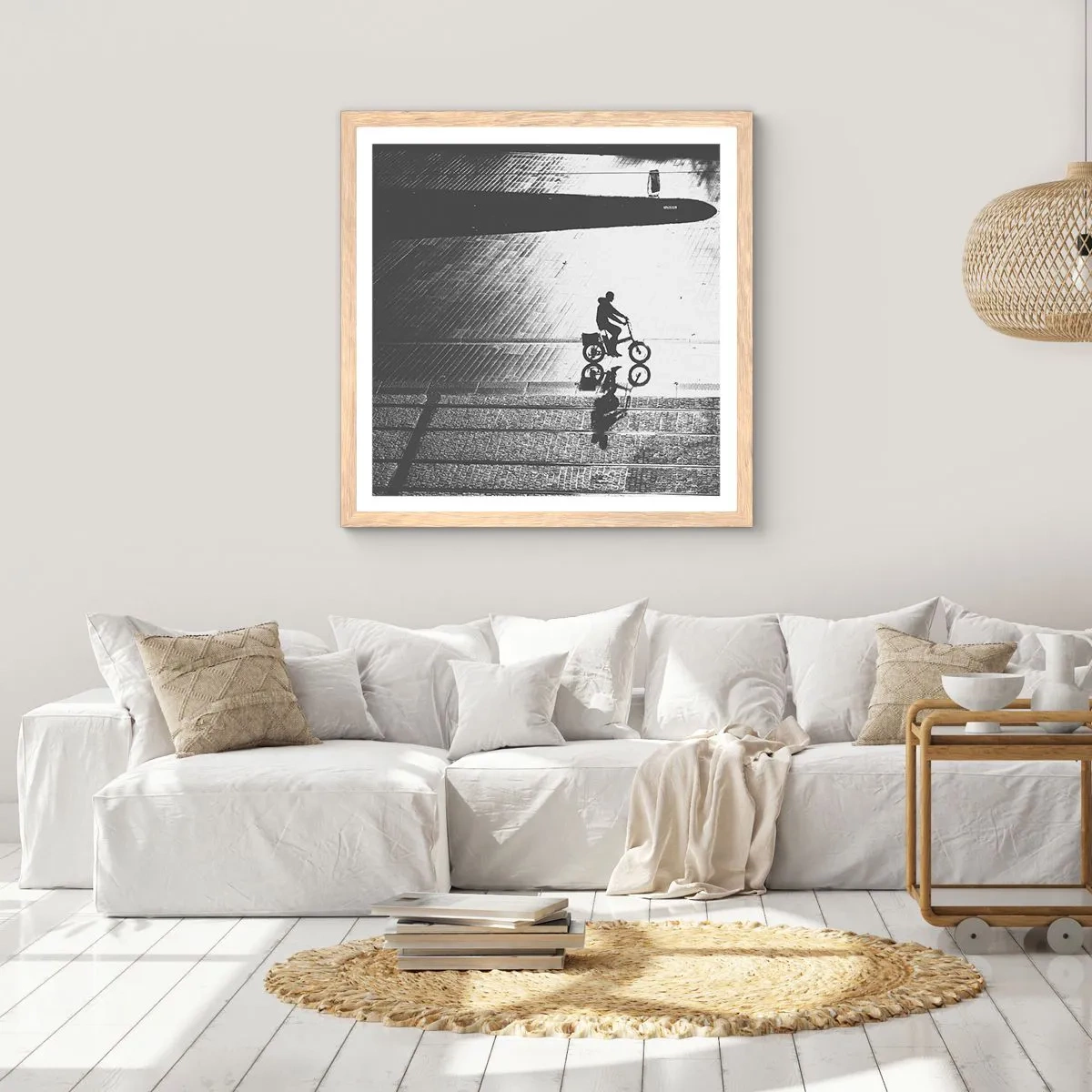 Poszter világos tölgy keretben - Előre, a városon keresztül - 50x50 cm