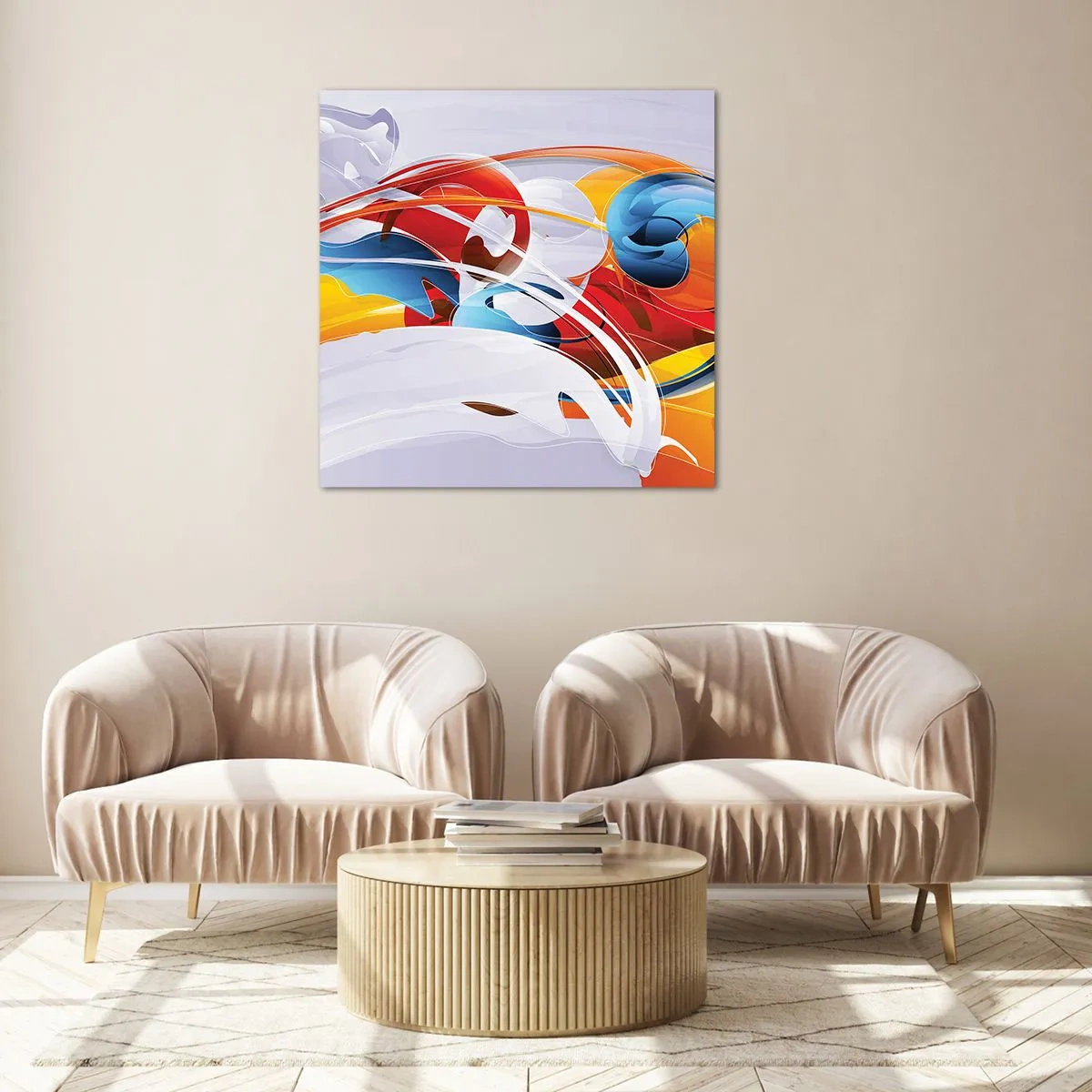 Üveg kép - Az elemek tánca - 70x70 cm