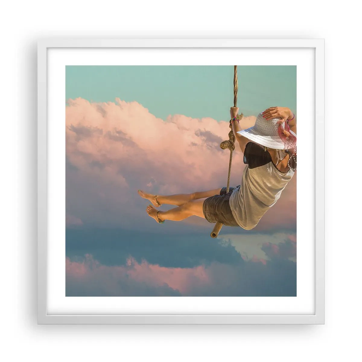 Poszter fekete keretben - Szórakozás a fellegekben - 50x50 cm