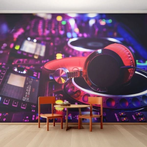 Fotótapéta Premium Sand - Mielőtt a móka elkezdődik - Zene, Zenei Stúdió, Fejhallgató - 300x210 cm