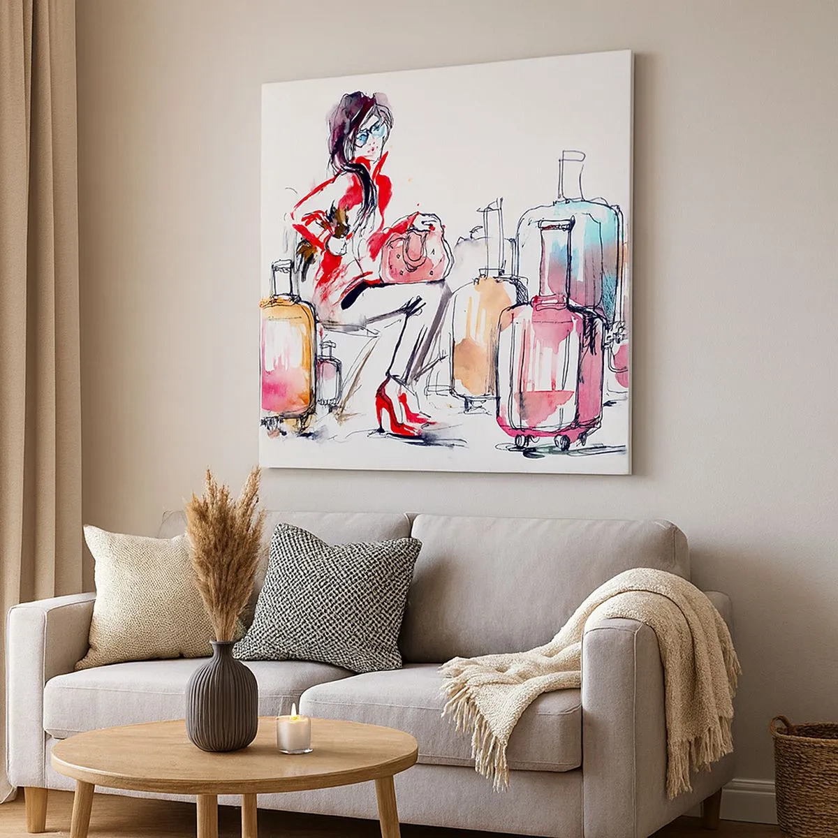 Vászonkép - Üljünk le az utazás előtt - 30x30 cm