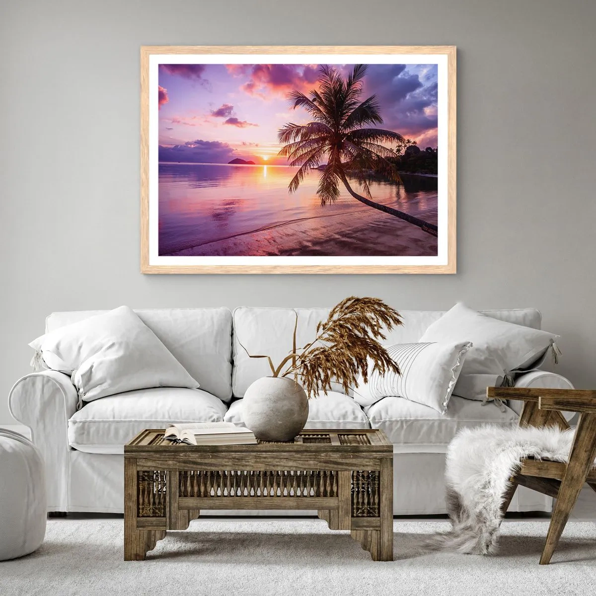 Poszter világos tölgy keretben - Boldogság egészen a horizontig - 91x61 cm