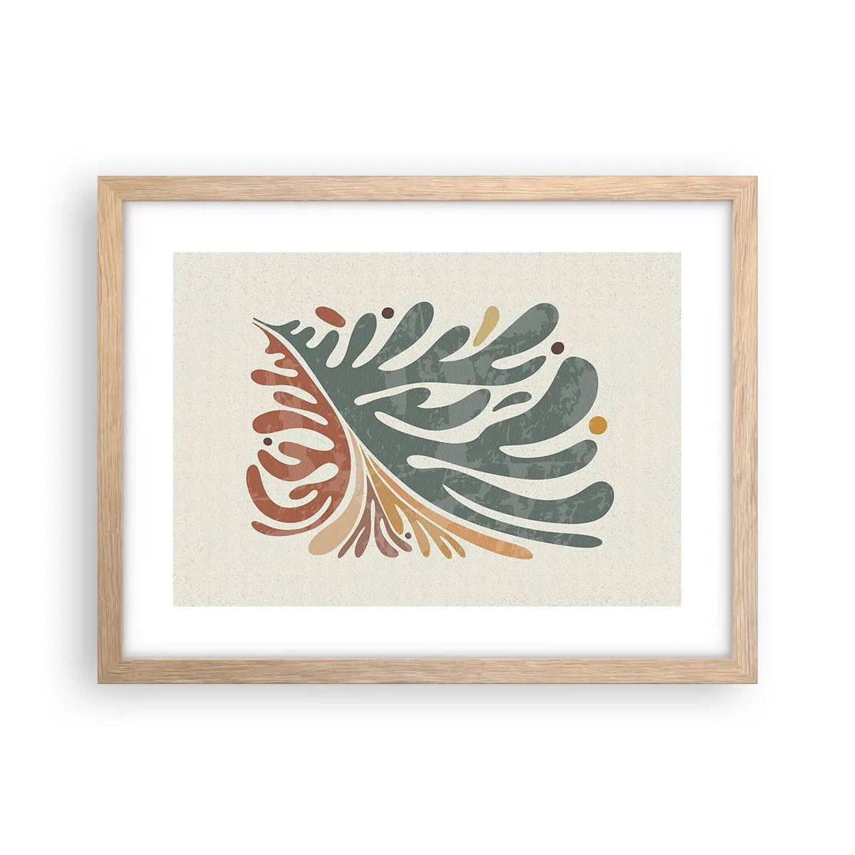 Poszter világos tölgy keretben - Többszínű levél - 40x30 cm