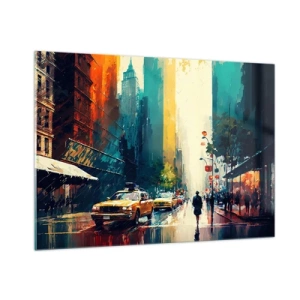 Üveg kép - New York - itt még az eső is színes. - 100x70 cm