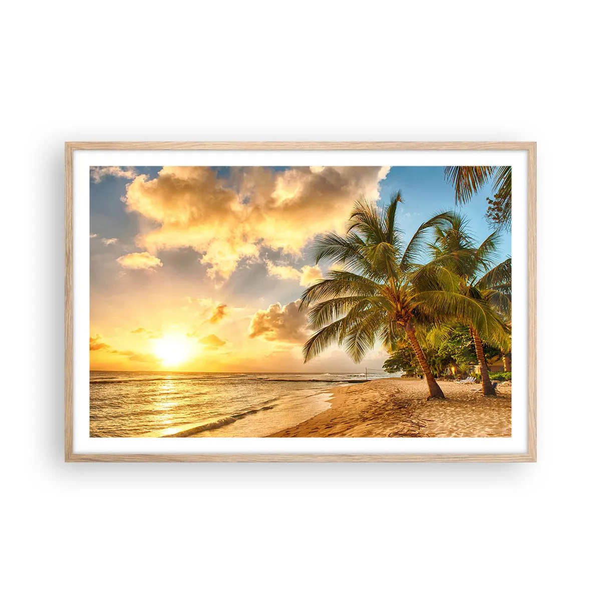 Poszter világos tölgy keretben - Örök nyár, mindig vakáció - 91x61 cm