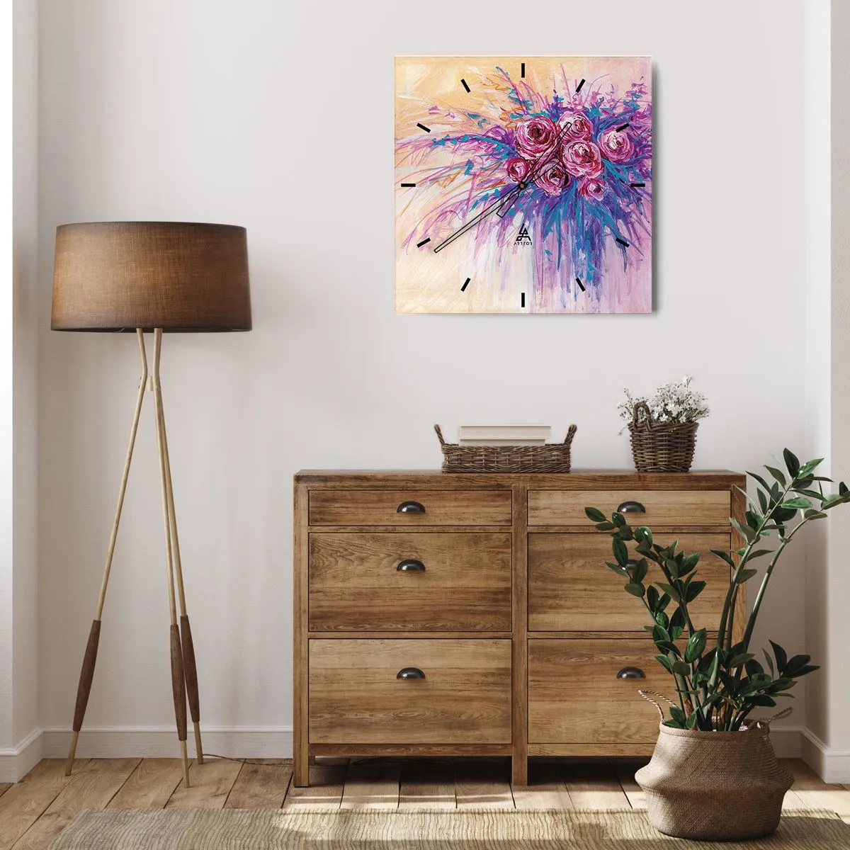 Falióra, Óra - Rózsaszín szökőkút - 40x40 cm