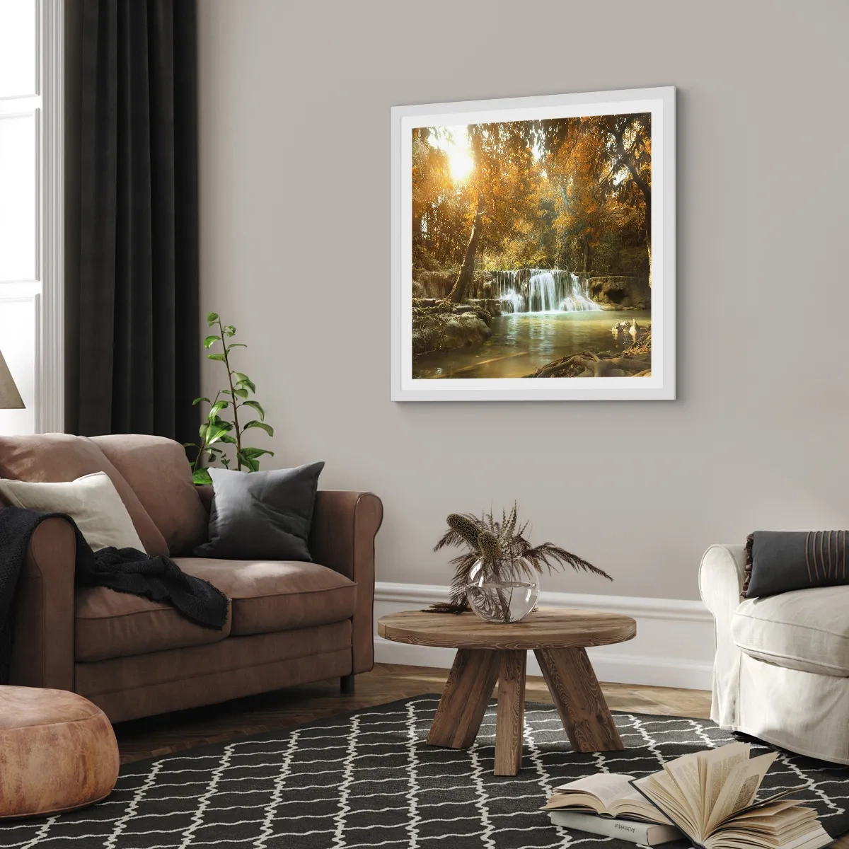 Poszter fekete keretben - Park kaszkád - 30x30 cm