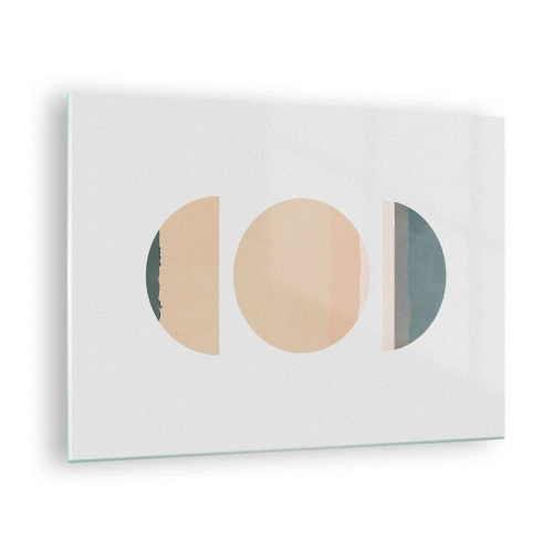 Üveg kép - Minimalista geometrikus minták pasztell színekben - 70x50cm - Kerékről kerékre - Modern fali dekoráció nappalihoz és hálószobához ARTTOR