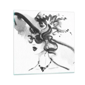 Üveg kép - Karakteres hölgy - 30x30 cm