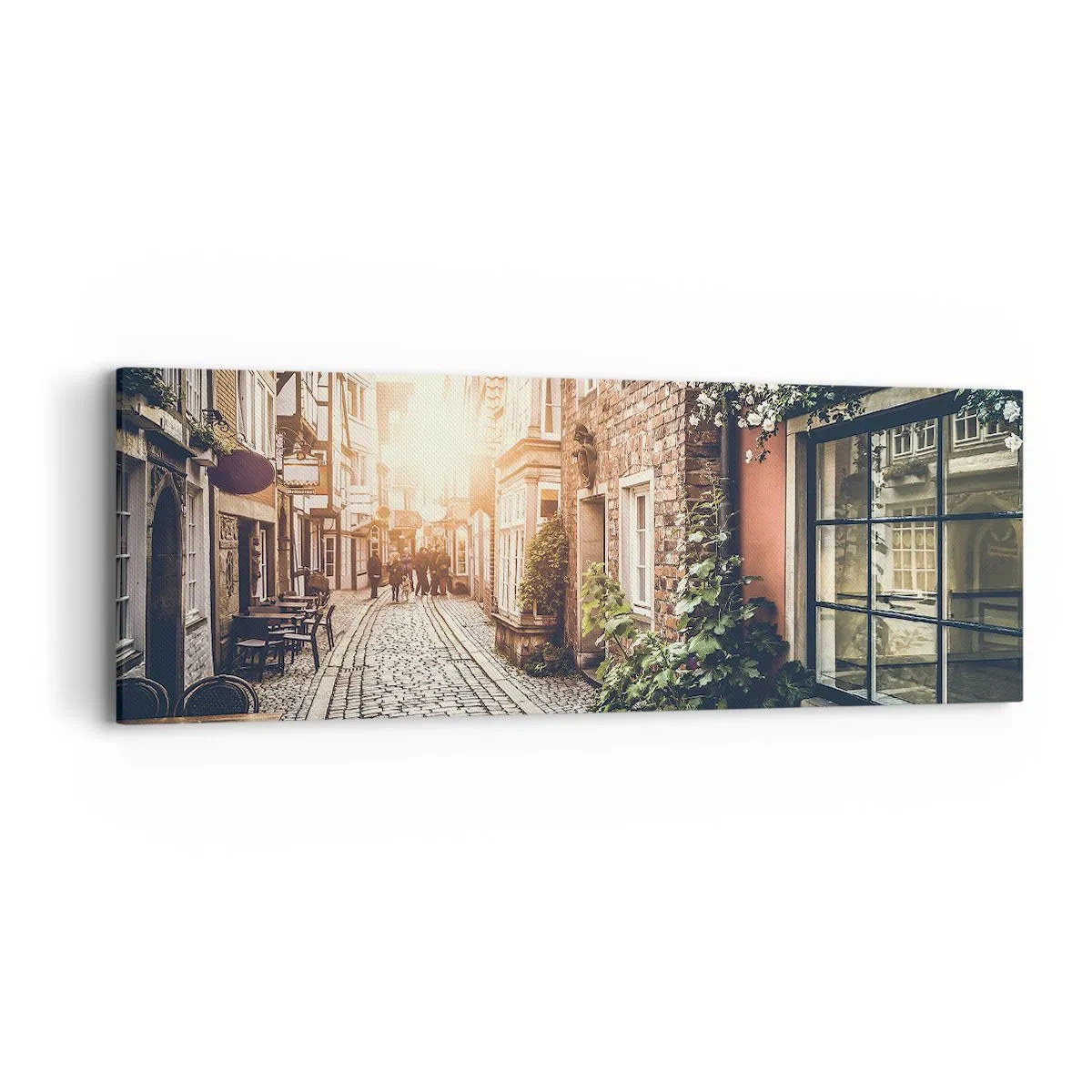 Vászonkép - Rózsa sikátor rózsaszín fényben - 90x30 cm