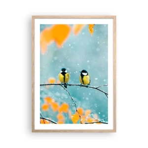 Poszter világos tölgy keretben - Madárpletykák - 50x70 cm