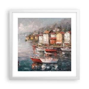 Poszter fekete keretben - Romantikus kikötő - 40x40 cm
