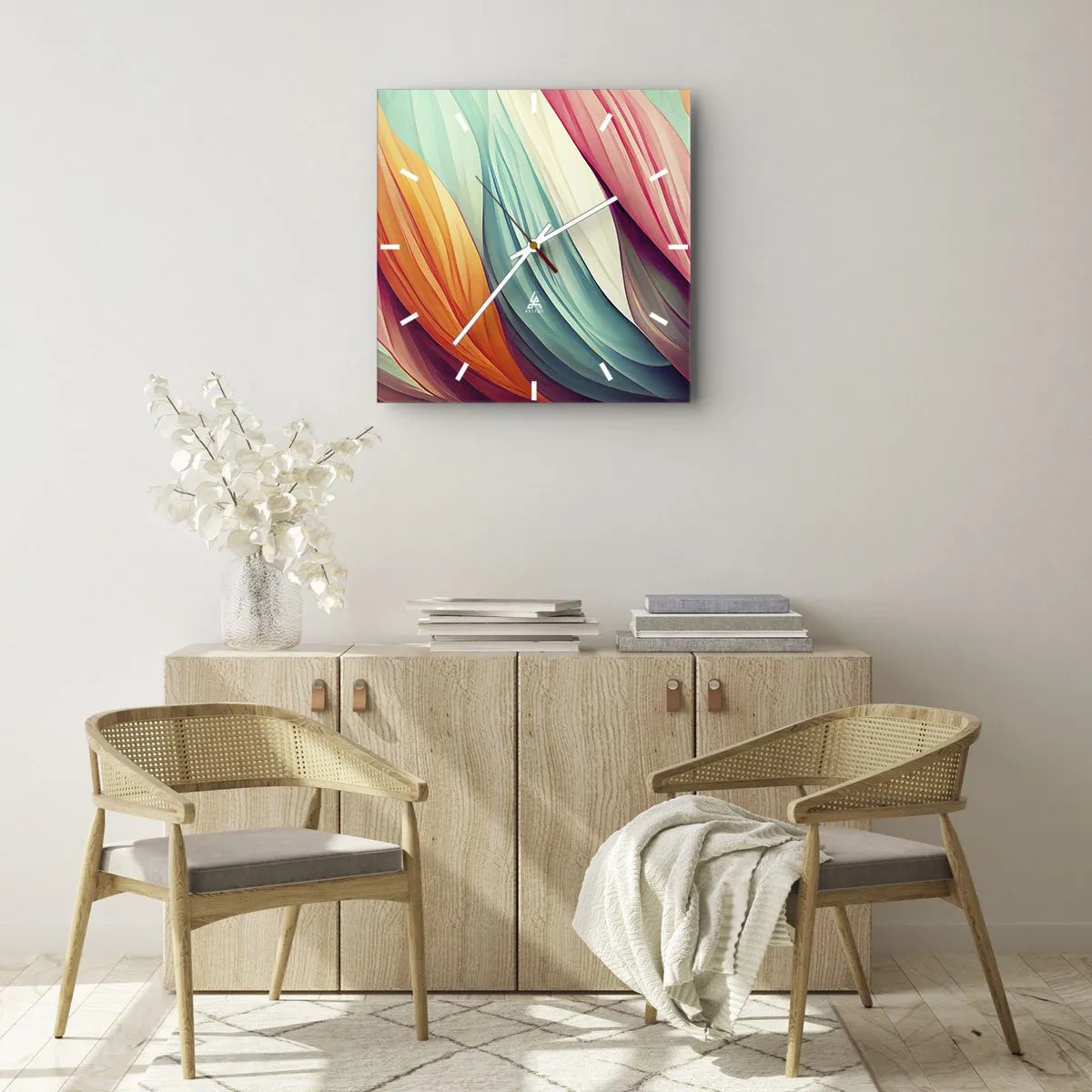 Falióra, Óra - Szivárványos szövés - 30x30 cm