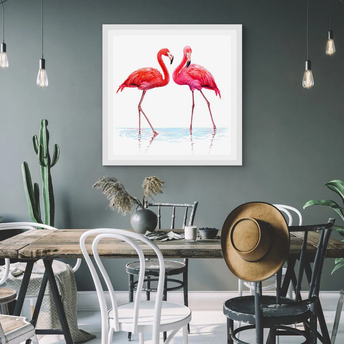 Poszter fekete keretben - Rozsaszín randez-vous - 30x30 cm