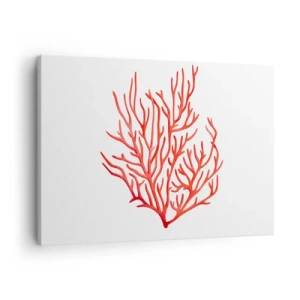 Vászonkép - Vörös korall fehér alapon, minimalista stílusban - 70x50cm - Korall filigrán - Modern fali dekoráció nappalihoz és hálószobához ARTTOR