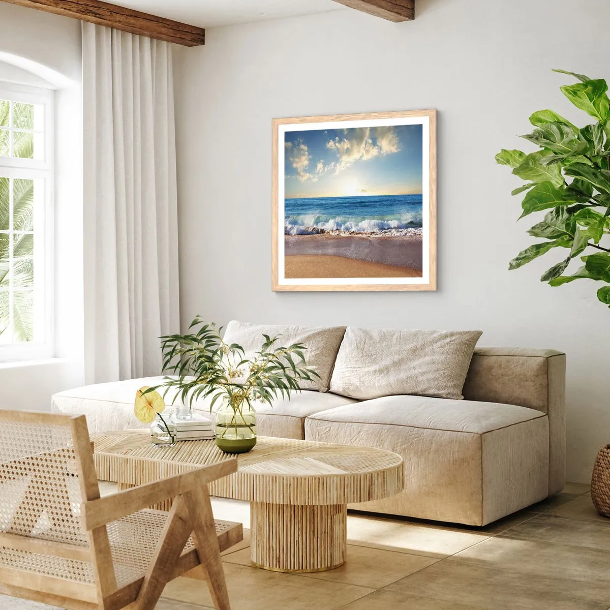 Poszter világos tölgy keretben - Mozgás és nyugalom egyszerre - 40x40 cm