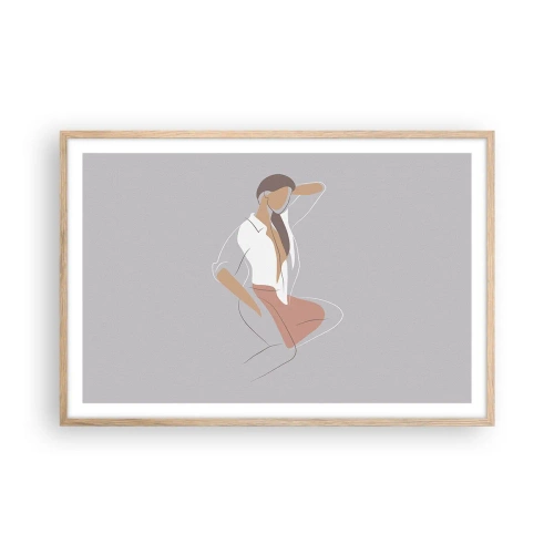 Poszter világos tölgy keretben - Kecsesség kontúrja - 91x61 cm