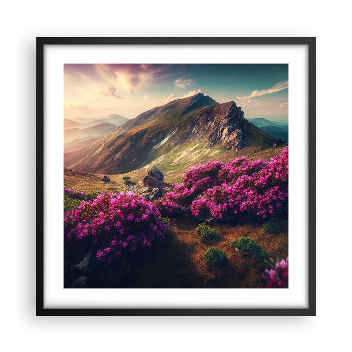 Poszter fehér keretben - Nyár a hegyekben - 50x50 cm