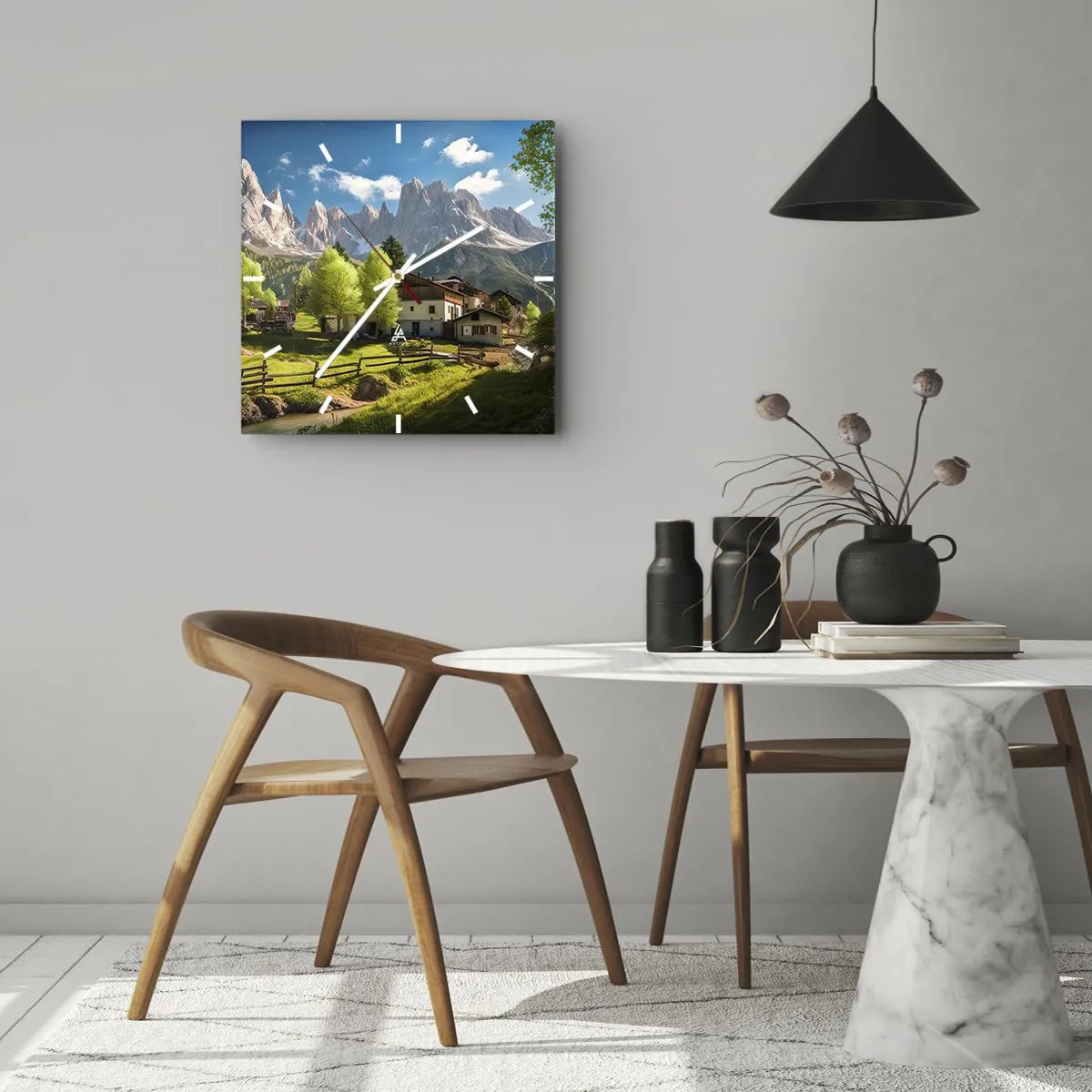 Falióra, Óra - Alpesi idill - 40x40 cm