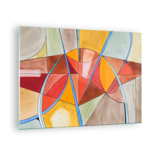 Üveg kép - Színes absztrakció geometriai alakzatokkal - 70x50cm - A körhinta, az álomkörhinta - Modern fali dekoráció nappalihoz és hálószobához ARTTOR