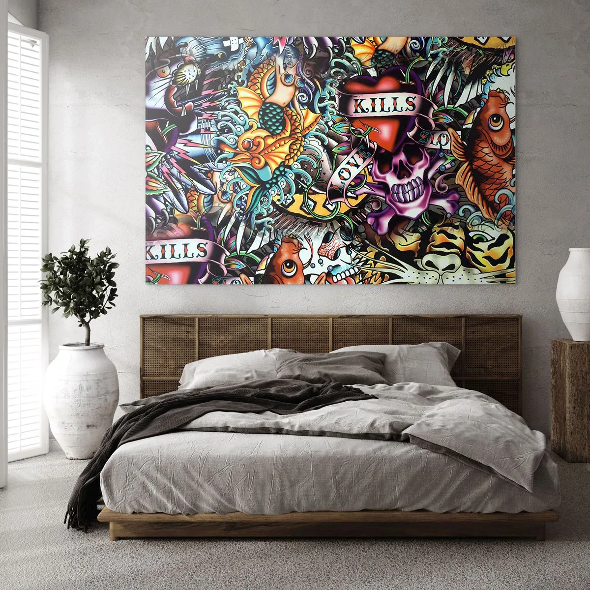 Üveg kép - A tetováló művész álma - 120x80 cm