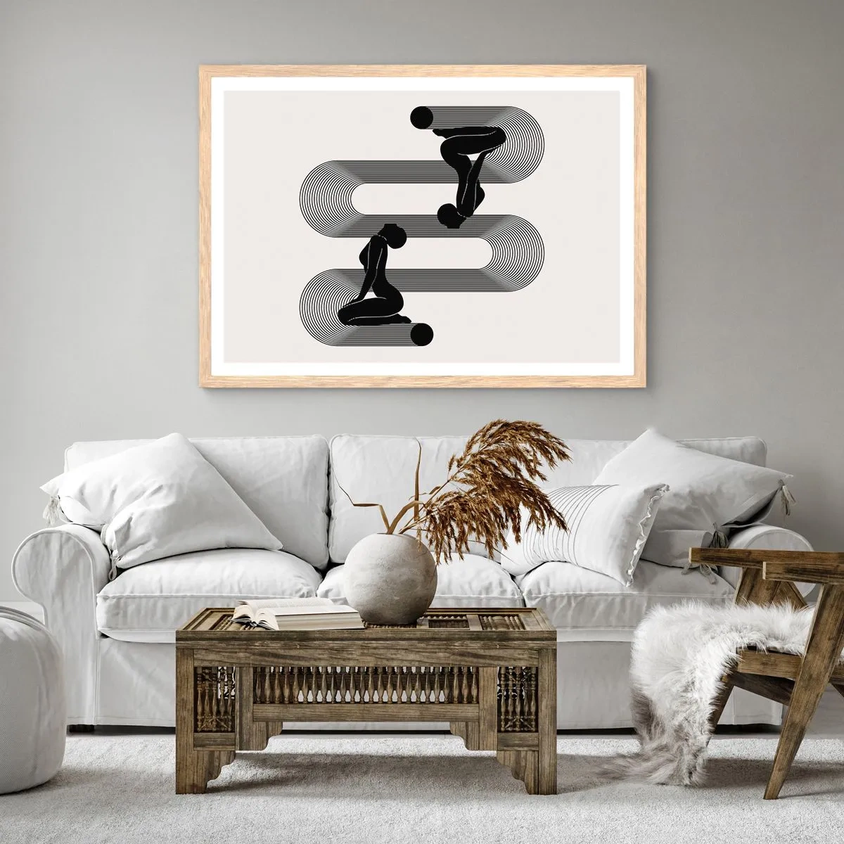 Poszter világos tölgy keretben - Érzéki szimmetria - 100x70 cm