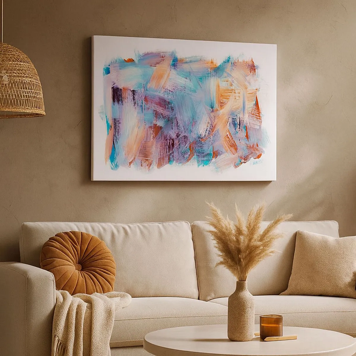 Vászonkép - Színes ecsetvonások egy absztrakt kompozícióban - 70x50cm - Színes rendetlenség - Modern fali dekoráció nappalihoz és hálószobához ARTTOR