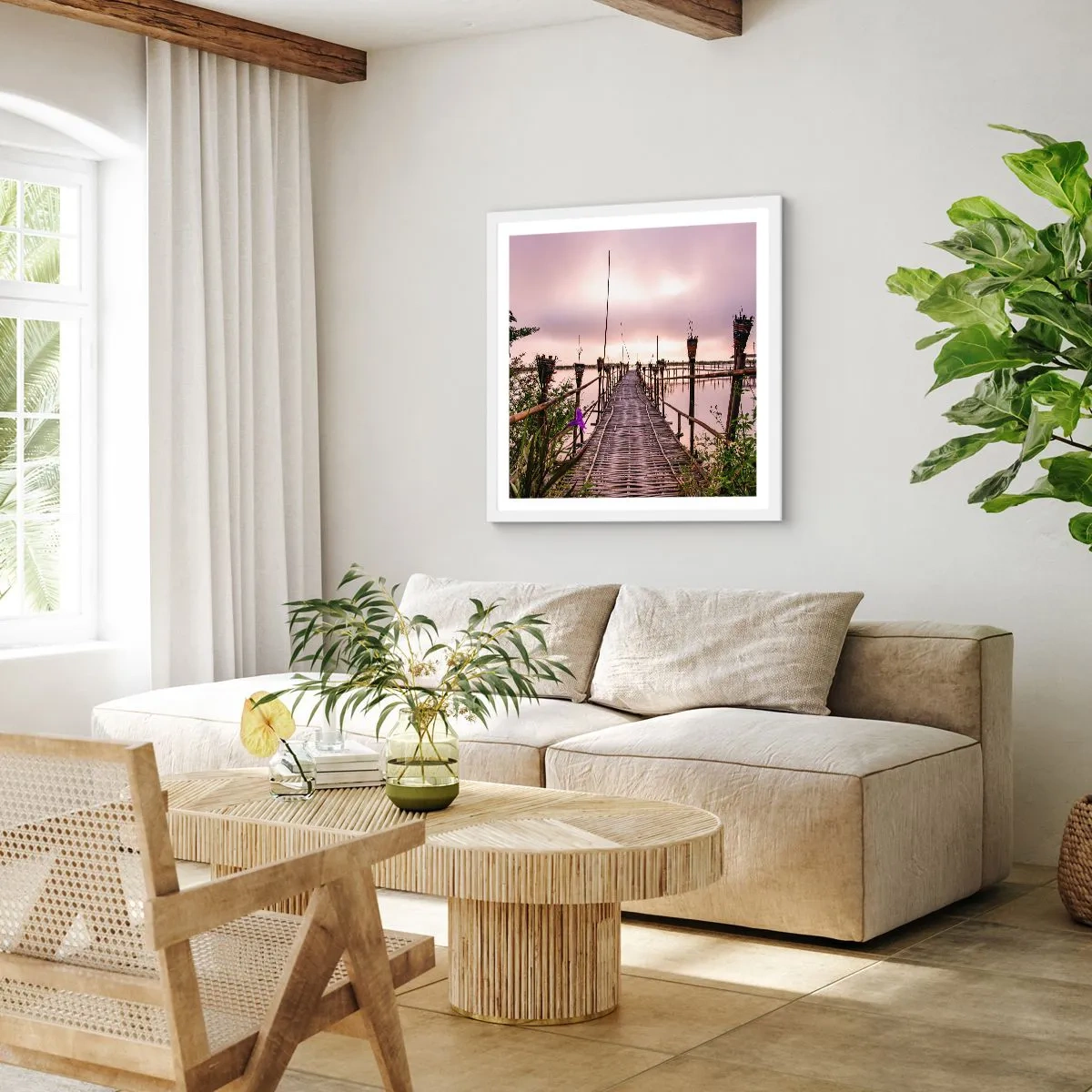 Poszter fekete keretben - Nyugalom és csend Ázsiában - 60x60 cm