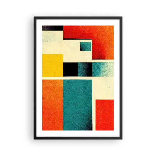 Poszter fehér keretben - Geometrikus absztrakció a modernista stílusban - 50x70cm - Geometrikus absztrakció - jó energia - Modern fali dekoráció nappalihoz és hálószobához ARTTOR