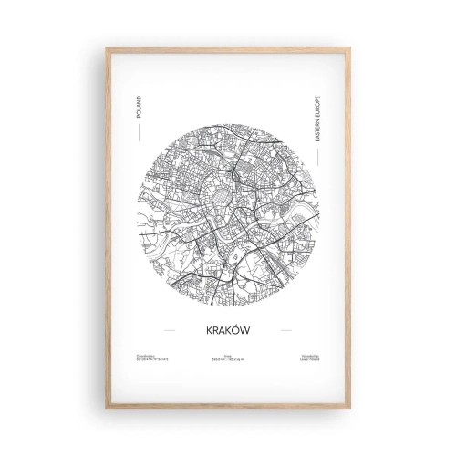 Poszter világos tölgy keretben - Krakkó anatómiája - 61x91 cm