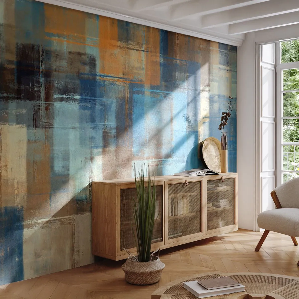 Fotótapéta Premium Sand - A kék fátyolon keresztül - Absztrakció, Darab, Festék - 150x105 cm