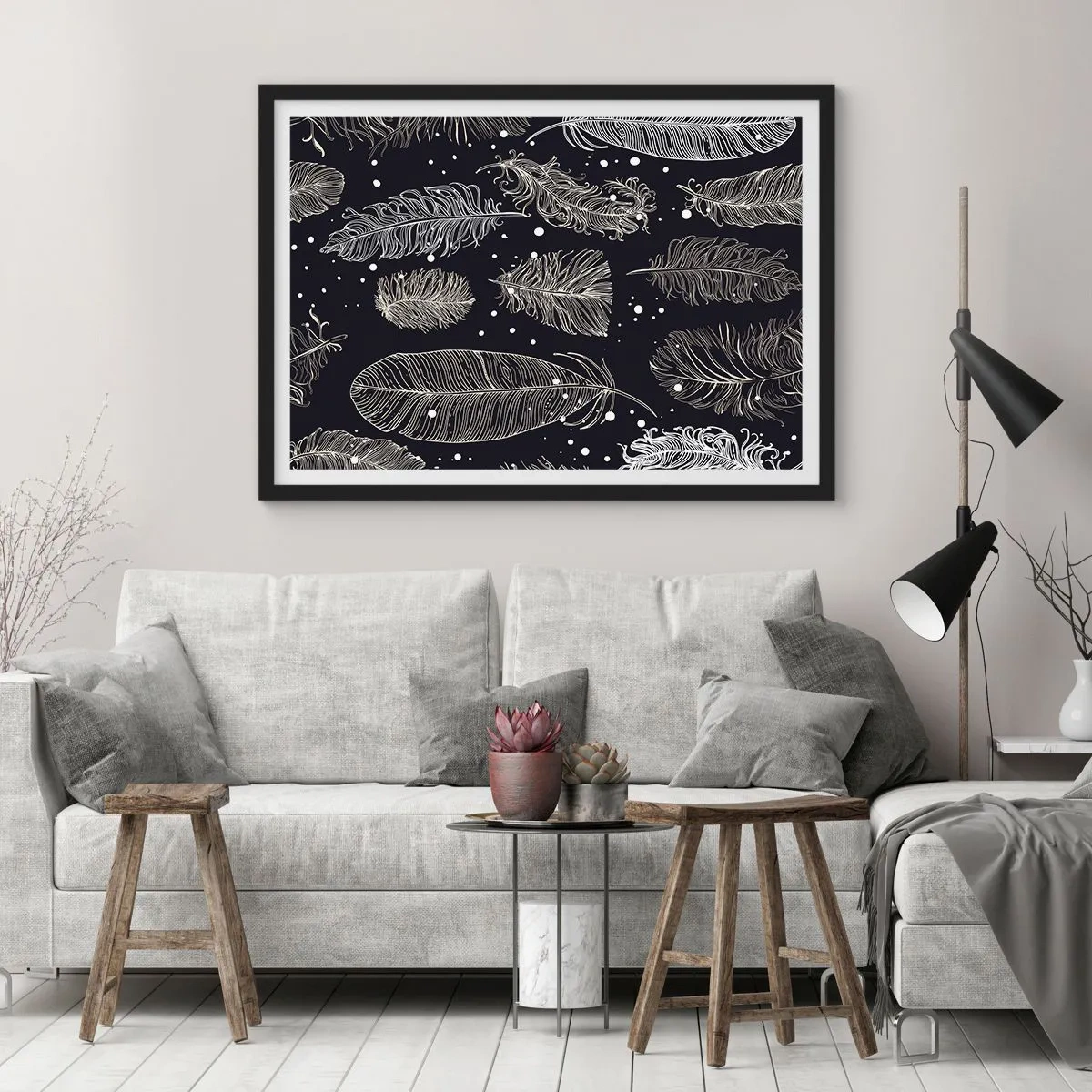 Poszter fehér keretben - Tollas csipke - 91x61 cm
