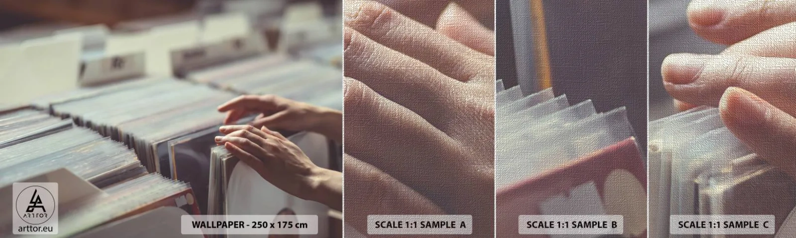 Fotótapéta Minta Premium Canvas - Érzelmeket keresése - Vinyl, Zene, Zenebolt - 100x30 cm