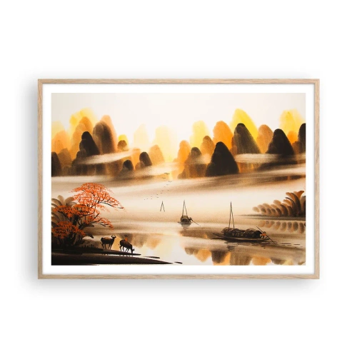 Poszter világos tölgy keretben - Távolabb, mint a Távol-Kelet - 100x70 cm