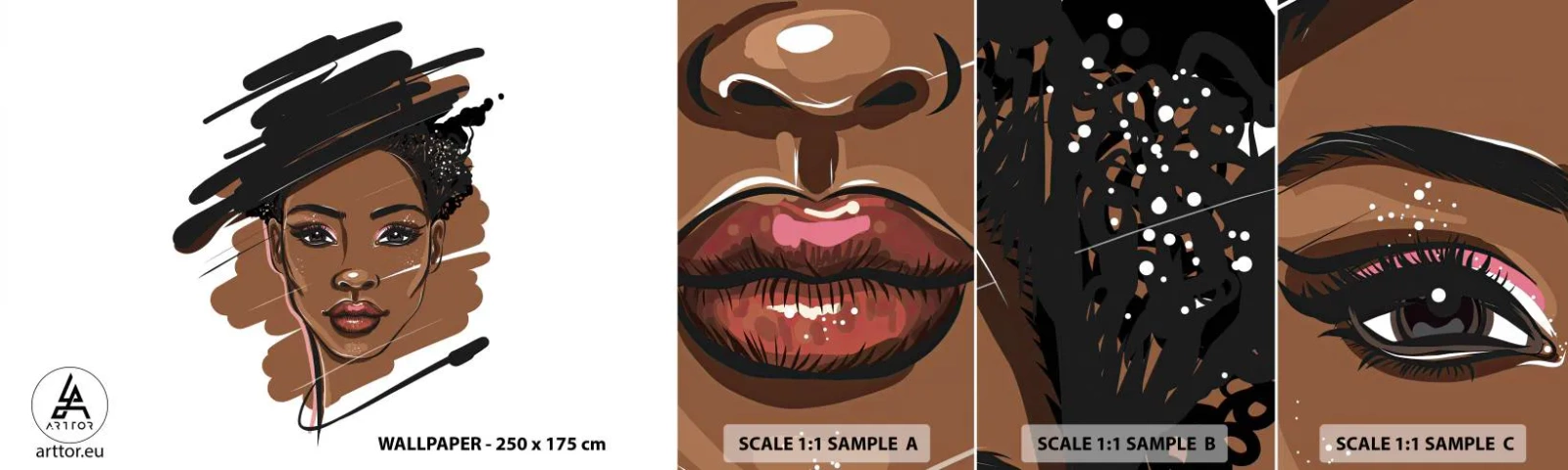 Fotótapéta Minta Öntapadós Deluxe Sticker - Édes, mint a csokoládé - Nő, Divat, Egy nő portréja - 100x30 cm