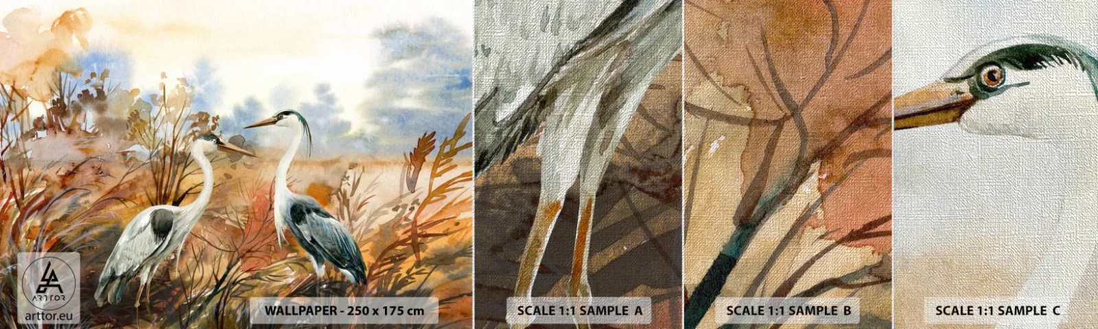 Fotótapéta Minta Premium Canvas - Hová ősszel? - Daru, Madarak, Természet - 100x30 cm